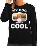 Bellatio Decorations Beagle Trui / Sweater My Dog Is Serious Cool Zwart - Dames - S