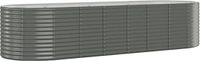 vidaXL Plantenbak - 322x100x68 cm - Gegalvaniseerd Staal - Grijs
