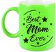 Bellatio Decorations Bol Best Mom Ever cadeau mok / beker - neon groen - 330 ml - verjaardag / Moederdag / bedankje