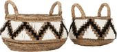 Must Living Basket Mendoza, set van 2, Naturel - Zwart - Wit