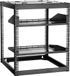 VEVOR 12U open frame netwerkrek, 585 mm diep, serverrek voor wandmontage of plaatsing op de vloer, robuust model met 4 steunpilaren, ventilatieroosters en bevestigingsmateriaal. Geschikt voor alle netwerk- en IT-apparatuur, evenals AV-apparatuur