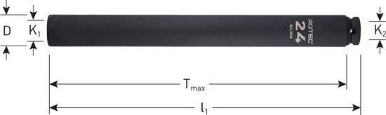 Rotec Krachtdop, 1/2, extra diep, SW19x330x310