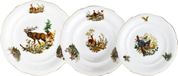 Leander Mary-Anne, service d'assiettes, motifs de chasse, porcelaine Leander, 18 pièces