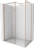 Mexen Kioto-F douchewand met frame 160 x 80 cm, transparant 8 mm, geborsteld koper