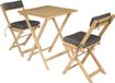 Happy Garden Benagil set de table et chaises 2 places en acacia avec coussins gris pliable