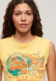 Superdry - Slimfit hemdtopje met LA vintage logo - Dames - Vesten - Sun Yellow Marl - UK16/EU44