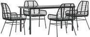 vidaXL Ensemble de jardin 5 pièces avec coussins, polyrotin, verre, noir