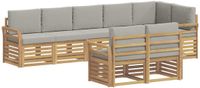 vidaXL Tuinset met 8 zitplaatsen, wit en lichtgrijs, polyester