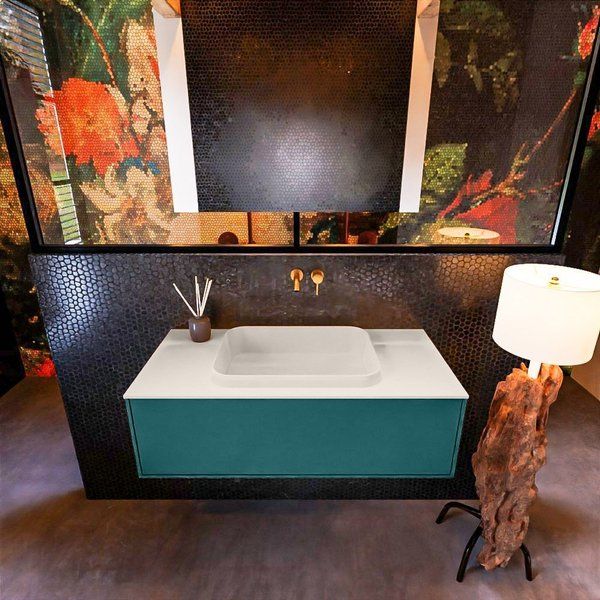 Mondiaz ERIN 100cm badmeubelset onderkast Smag met 1 lade + Wastafel RIDGE Linen