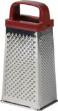 Urban Living Keuken hand rasp - 4-zijdig - groente rasp - zilver/rood - 9 x 7 x 20 cm