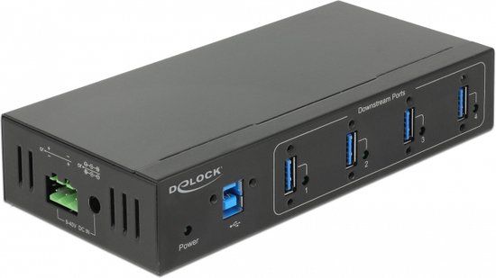 Delock Externe Industriehub - 4 x USB 3.0 Type-A - Zwart