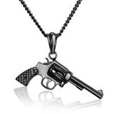 Mendes kettinghanger Edelstaal Revolver Zwart