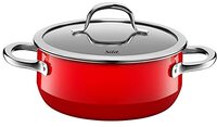 Silit Passion Red kookpan 20 cm, glazen deksel, braadpan 2,4 l, Silargan functionele keramiek, pan inductie, rood