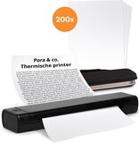 Pora&Co M08F - Portable A4 Thermal Printer - Black - Includes 200 Sheets