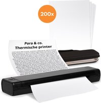 Pora&Co M08F - Portable A4 Thermal Printer - Black - Includes 200 Sheets