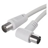 EMOS Antennekabel, coaxkabel, tv-kabel 2,5 m, coaxkabel voor digitale tv, ontvanger, satelliet, dubbel afgeschermd, rechte coaxstekker op schuine coaxiale stekker (90°)