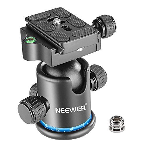Neewer Pro metalen statief kogelkop 360 graden draaibare panoramisch met 1/4 \"snelle schoenplaat, bellenniveau voor statief, Monopod, Slider, DSLR Camera Camcorder tot 17,6 pond/8 kilogram (zwart+blauw)