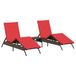vidaXL Chaise de jardin rouge capitonnée en polyrotin, acier (2 pièces)