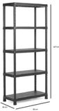 KiS-KiS Kunststof opbergrek - 250 kg - 5 legborden - 187 cm hoog - 80 cm breed - Zonder gereedschap