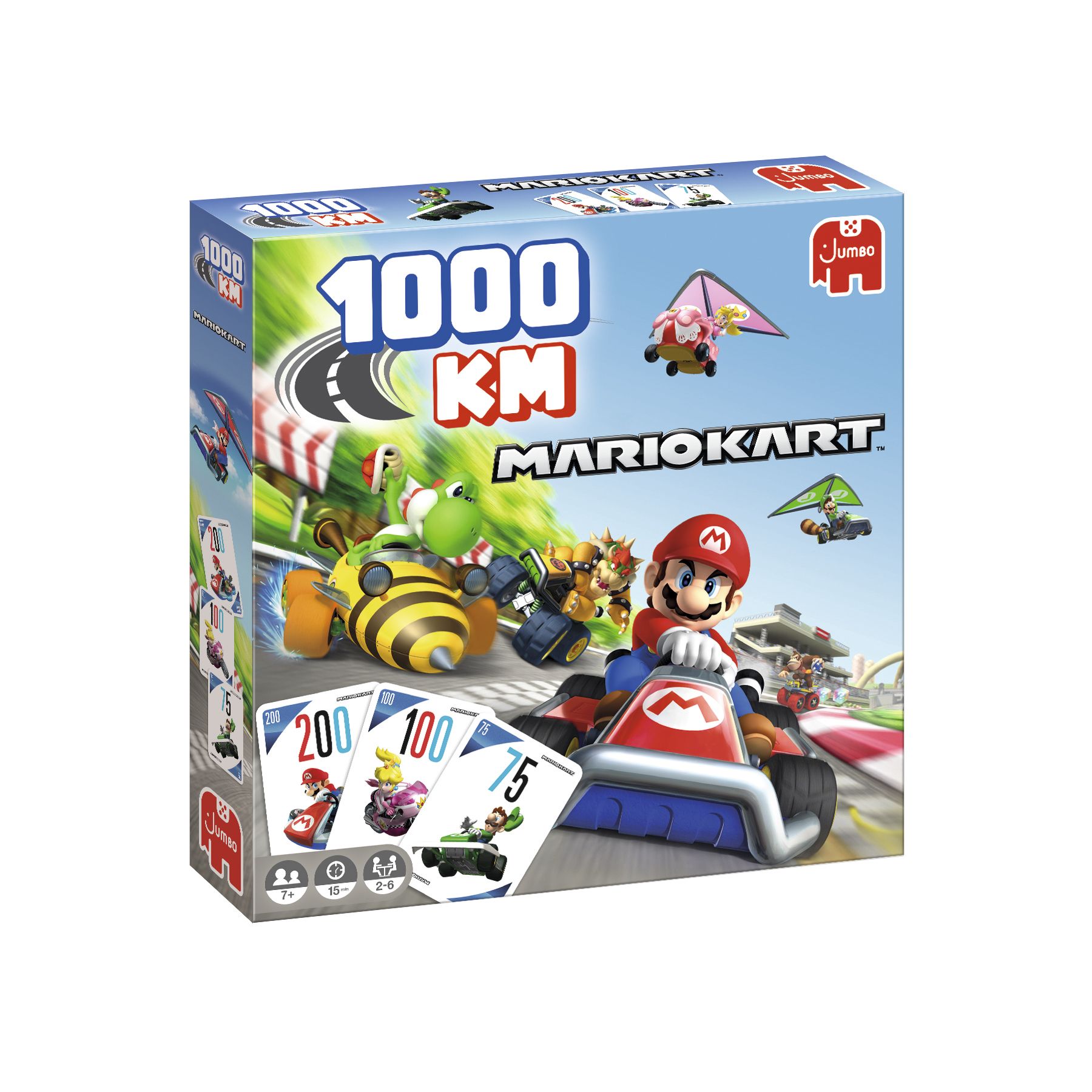 Jumbo 1000KM - Mario Kart - Board Game - Race Game for Kids and Adults - 2-6 Players - Ages 7+ - Dutch/English/German