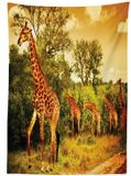 ABAKUHAUS Giraf Tafelkleed – 140x240 cm – Satijn – Donkeroranje/Groen