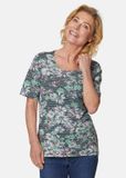 Goldner Jerseyshirt Gestreepte shirt met bloemmotief
