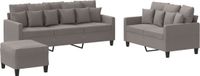 vidaXL 3-delige Loungeset met kussens stof taupe