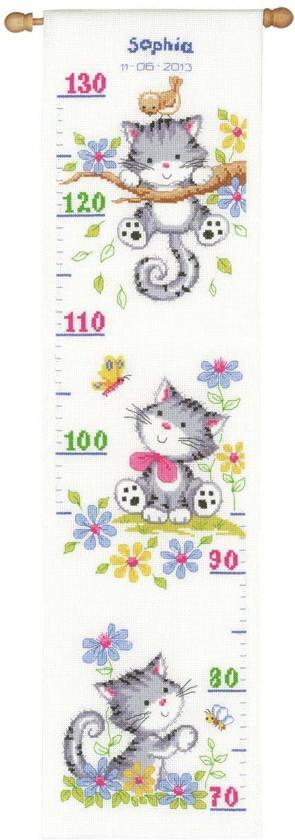 Vervaco borduurpakket PN0021581 spelende kittens, groeimeter/meetlat