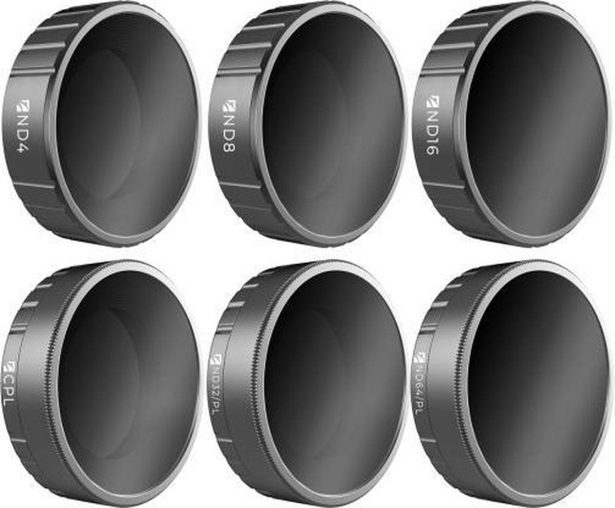 Freewell Budget Kit - E-serie - 6 Pack ND4, ND8, ND16, CPL, ND32/PL, ND64/PL cameralens Filters compatibel met Osmo Action Camera