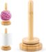 Allecto Plus Bamboe Porte-fil portable en bois pour tricot et rangement de laine avec porte-pelote rotatif - Naturel