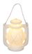 Witte keramische lantaarn met LED (incl. batterijen) ca. 15 x 5 cm