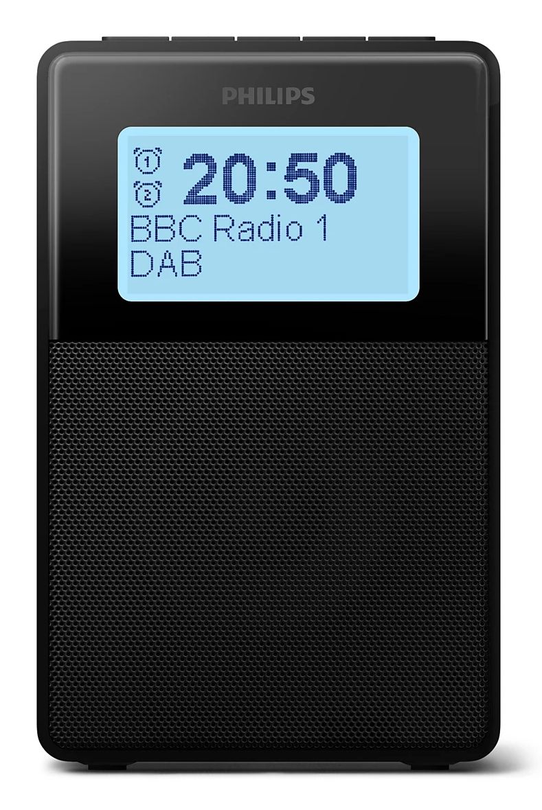 Philips TAR5100/10 Digital Alarm Clock - Black - DAB+/FM Radio - Bluetooth - Snooze - Sleep Timer - IPX4
