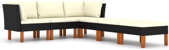 vidaXL 6-delige Loungeset met kussens poly rattan zwart
