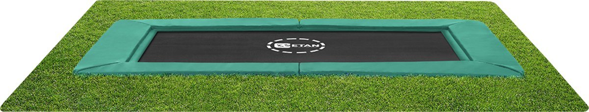 Etan PremiumFlat Trampoline - 380 x 275 cm / 1259ft - Groen - Rechthoekig - Volledig Gelijkvloers - Inground Trampoline