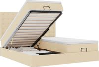 vidaXL - Ottomaans bed met matrassen en LED's - 180x200cm - stof - crèmekleurig