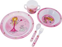 Bieco Prinsessen Baby Servies Set 5-delig – Kinderservies Roze/Wit – Bord, Kom, Beker & Bestek – Vanaf 6 Maanden