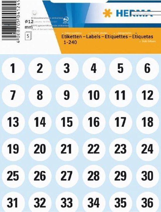 Herma 4124 - Etiketten - 12mm - Zwart - 1-240