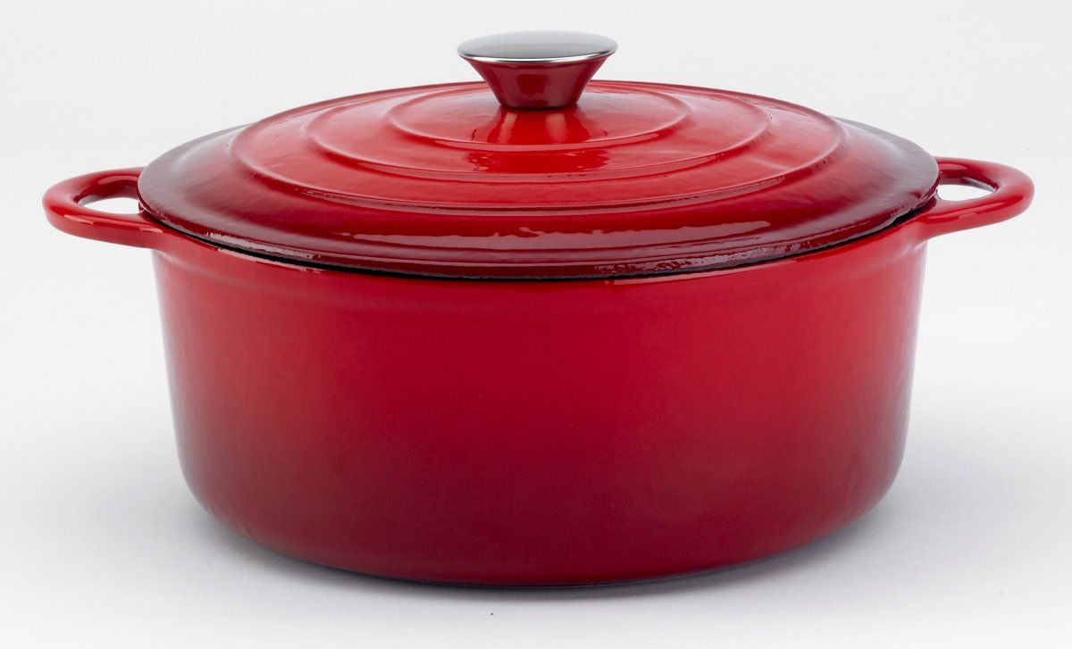 Relance Braadpan Le beaussette met bedruppeldeksel Ø 24 cm gietijzer rood