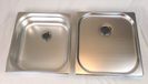 1 1/2" double stainless steel sink with drain. Width: 200 mm. Sink drainboard: 1.2