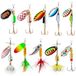 Tbuymax 10 stuks spinnerbaits voor het vissen, hardmetalen spinnerbaits voor baars, forel en zalm, met 2 viskisten