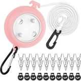 Ligne à linge rétractable - 10 m - 20 pinces à linge - 10 clips antidérapants - Pour intérieur et extérieur