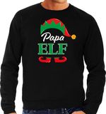 Bellatio Decorations foute Kersttrui - Papa elf - zwart - heren - Kerst sweaters / kleding XL
