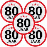 Bellatio Decorations sticker 80 ans - 10x - rond - Dia 15 cm