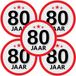 Bellatio Decorations 80 jaar leeftijd sticker - 10x - rond - Dia 15 cm