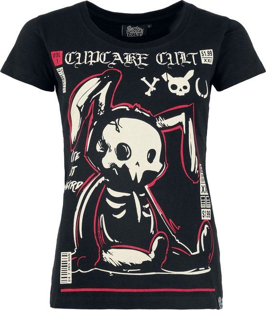 Cupcake Cult Comic Bunny Dames T-shirt - zwart - XXL
