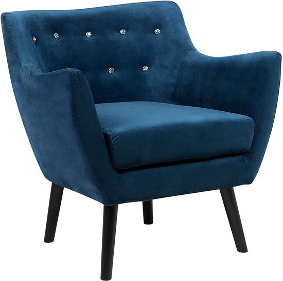 Beliani Fauteuil fluweelstof marineblauw DRAMMEN