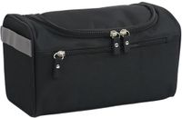 Merkloos / Sans marque Dailygoods Toilettas waterdicht met haak, groot, voor dames/heren, cosmetica opbergen, 25 x 13 x 14 cm, zwart