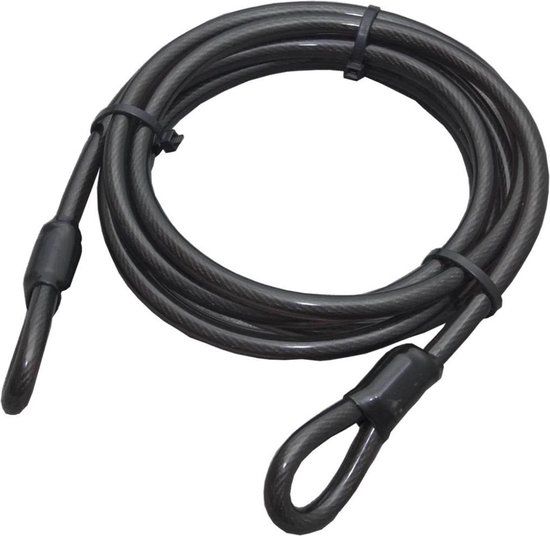 Stahlex Staalkabel met lussen - 5 meter x 12 millimeter - geplastificeerd - zwart