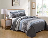 Luxury Home Collectie 3 Stuk King/California King Gewatteerde Omkeerbare Coverlet Sprei Set Moderne Plaid Blauw Grijs Wit