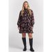 The Kooples Short Babydoll Dress With Long Sleeves Black / Purple Taille: 38
